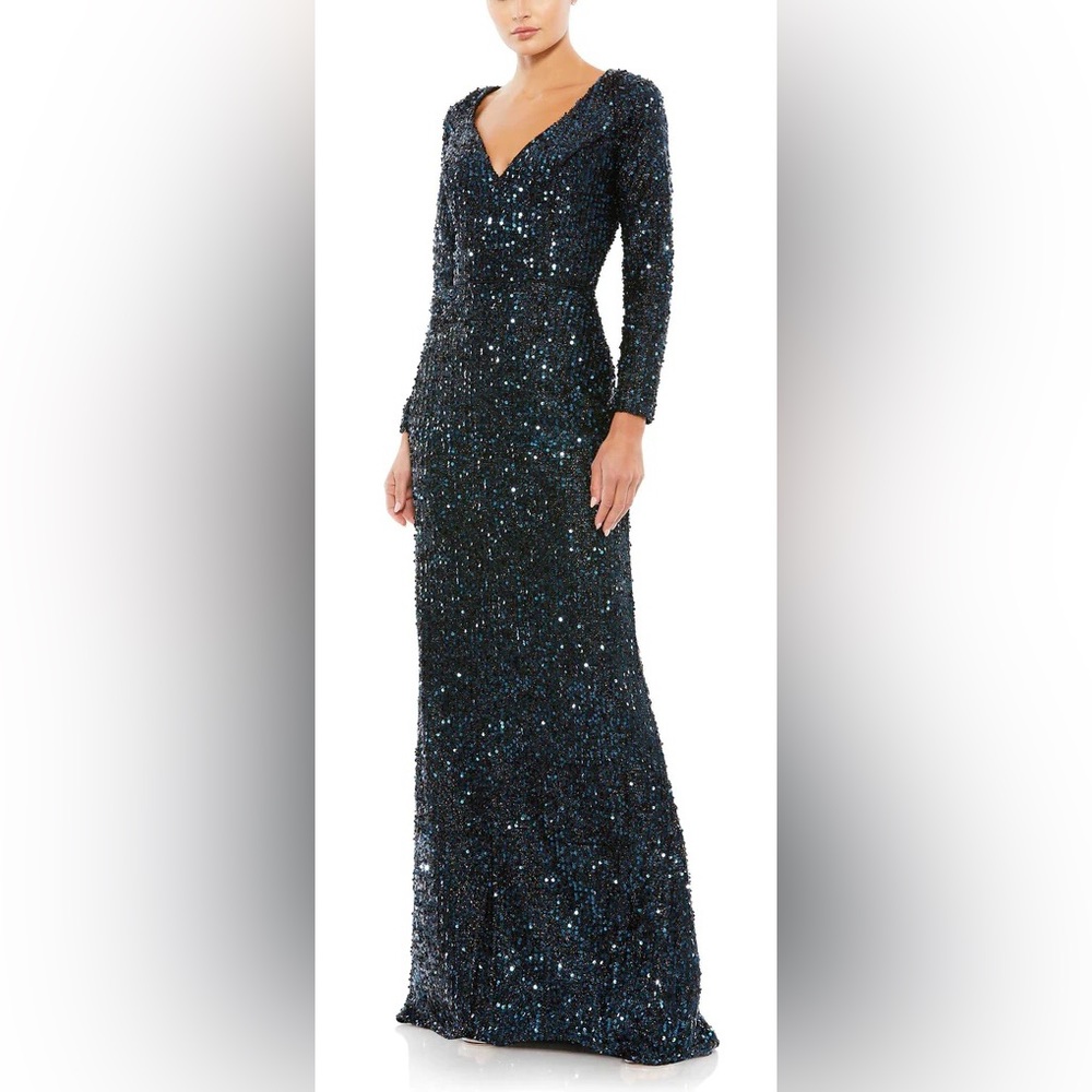 👗NWT! Mac Duggal Sequin Long Sleeve Dress